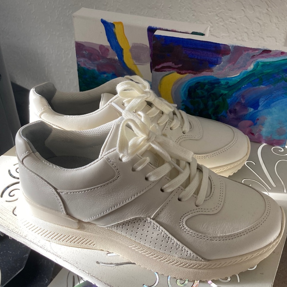 The Trainer by Everlane in Cream Leather